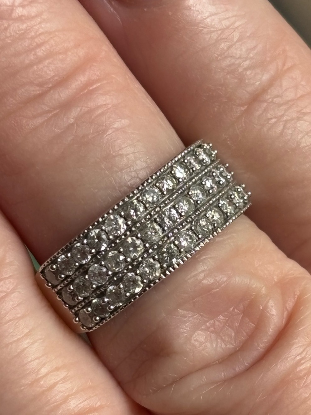 Zales 14k WG Triple-Row Diamond Band, 1.08ctw
